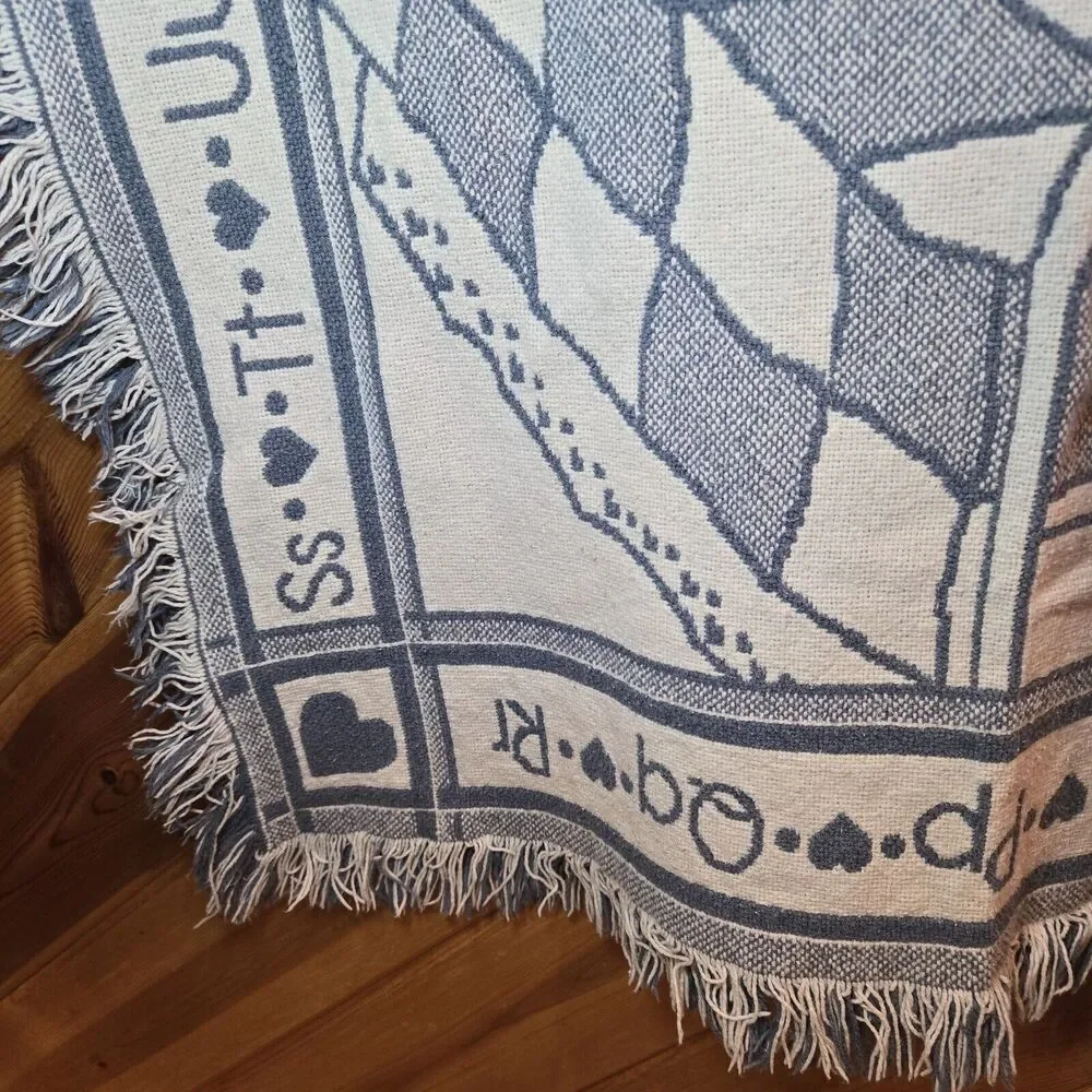 Baby Blanket Jesus Loves Me This I Know Verse ABCs Blue Soft Woven Throw Lovey‎
